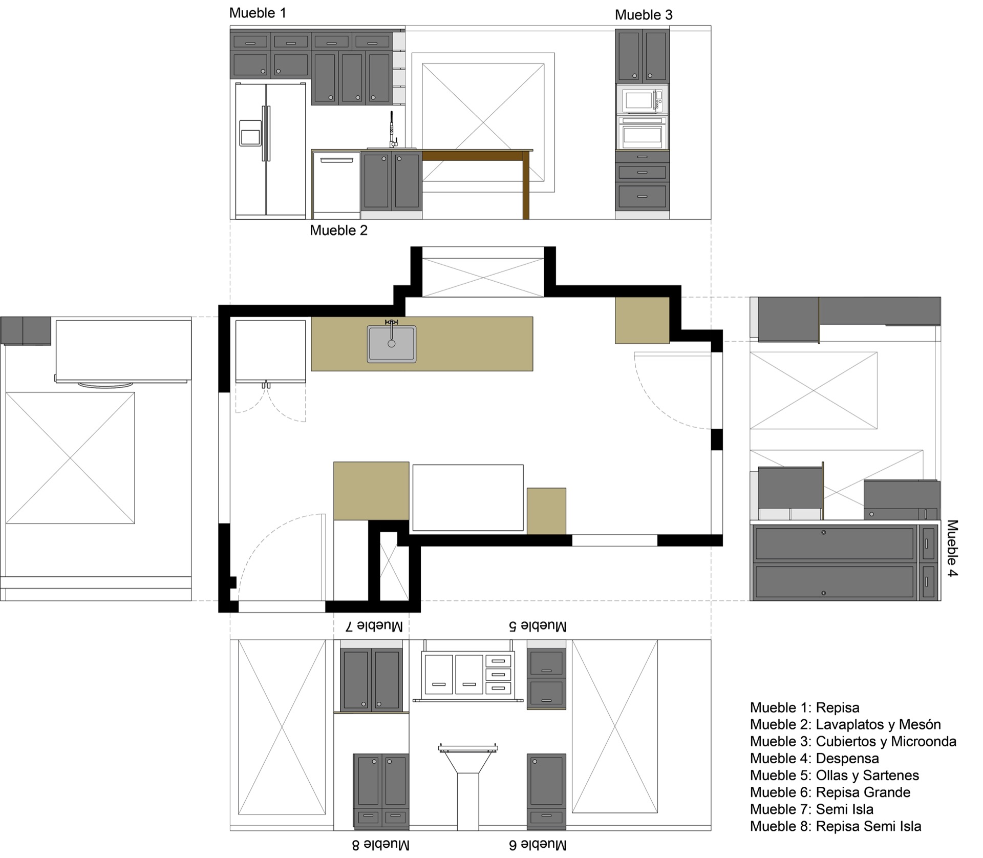 Cocina MM — Plano de mobiliario