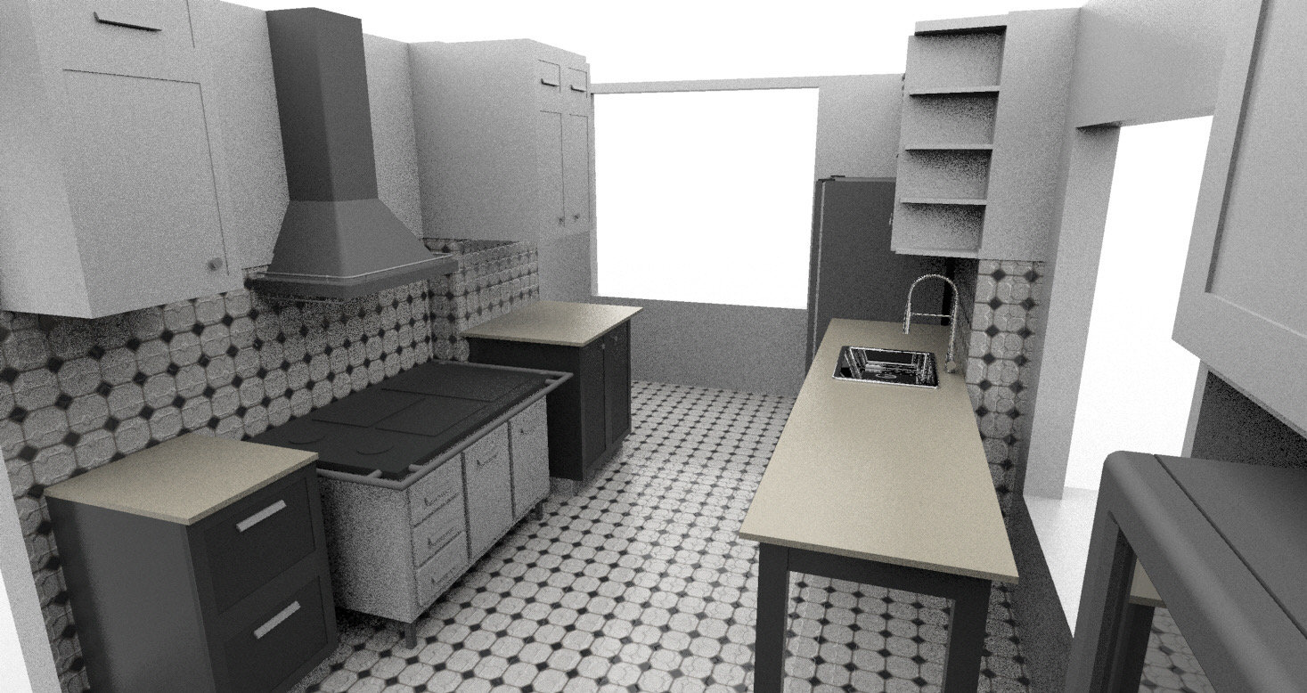 Cocina MM — Vista campana y mesón